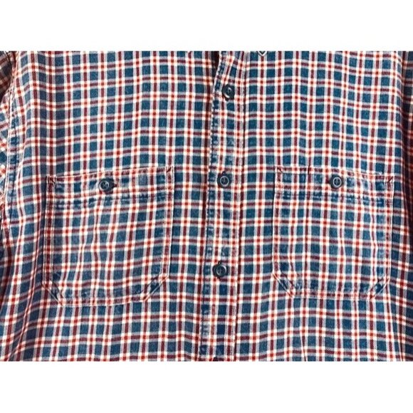 Duluth Trading Co Men's XL Tall Red & Blue Plaid Short Sleeve Button-Up Shirt - Picture 5 of 9
